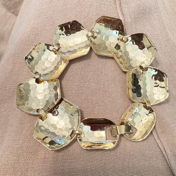Bracelet Joan Rivers Goldtone Hammered Circles Vintage - Picture 3 of 4